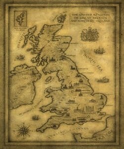 Великобритания, карта, география, винтаж